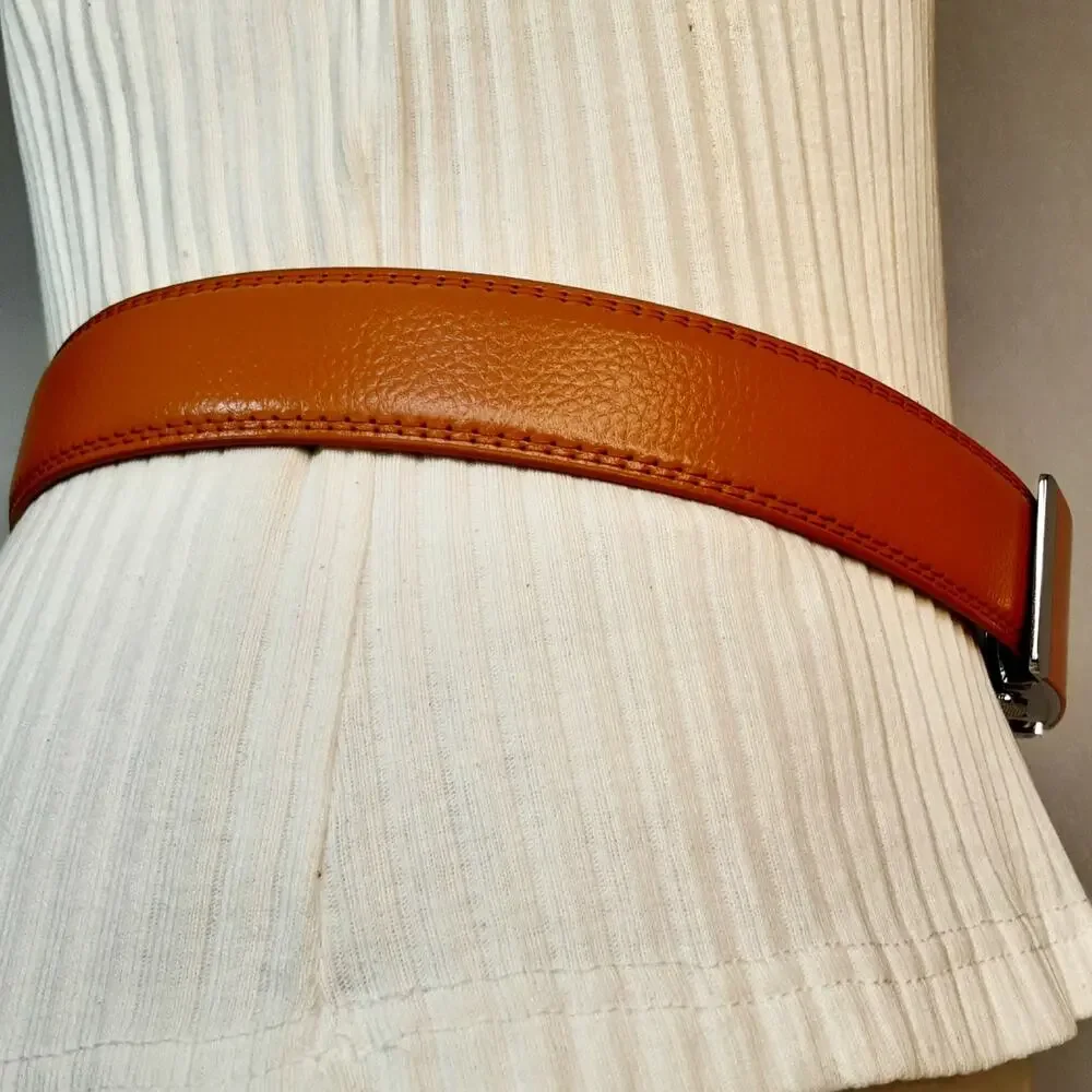 💎Mens Heavy Duty PU Leather Butterscotch Orange Ratchet Slide Belt Size XXL